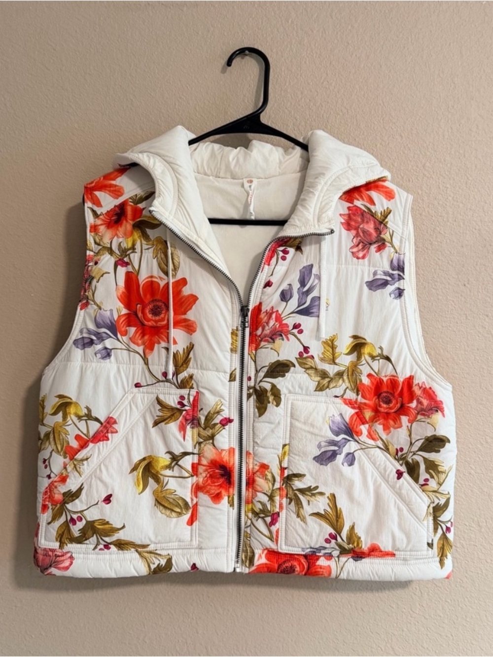 Anthropologie Daily Practice Boxy Puffer Vest Floral